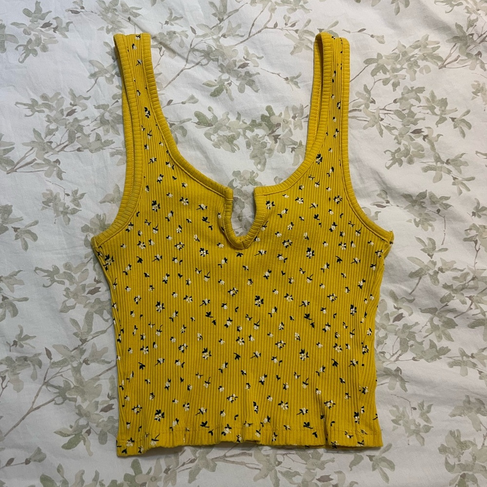 PacSun Yellow Black Cut Out Crop Tank Top